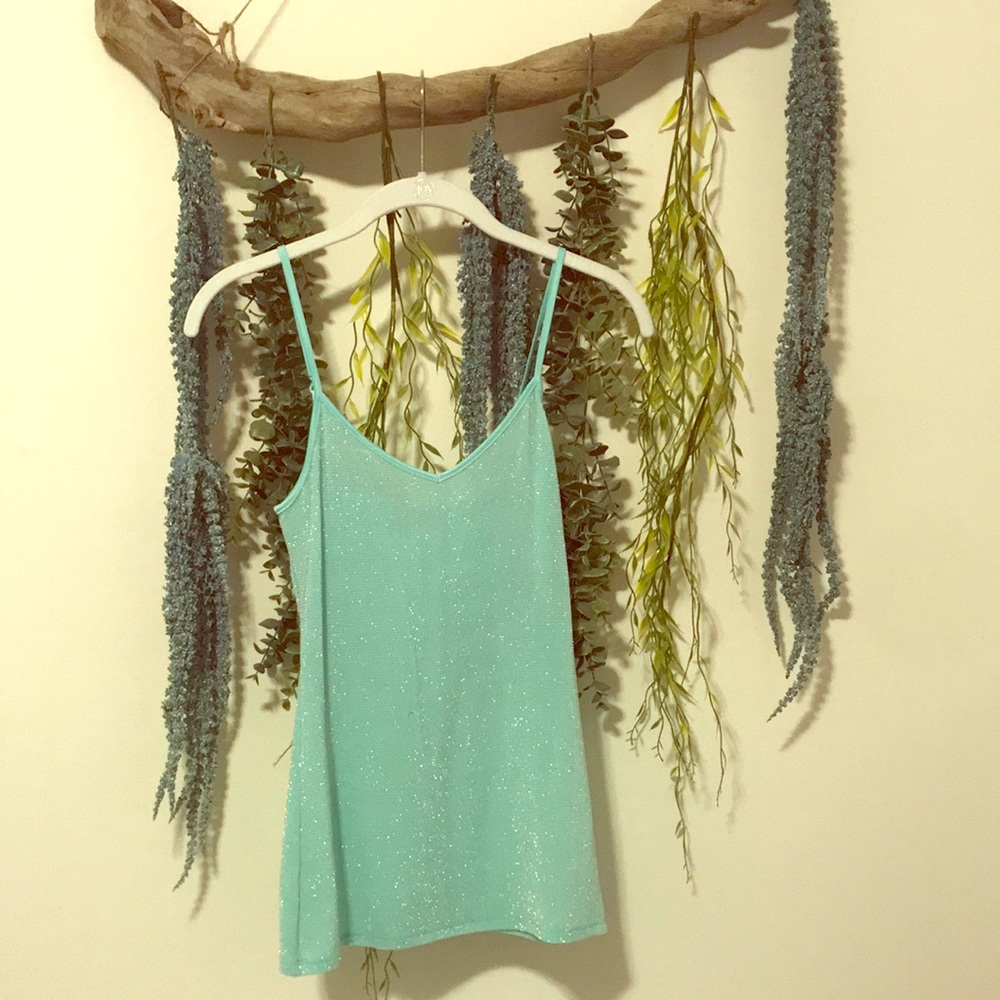 Express dazzle teal tank top